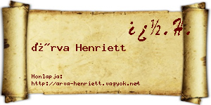 Árva Henriett névjegykártya